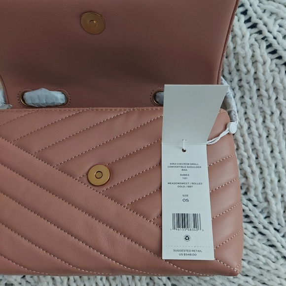 TORY BURCH New Kira Chevron Small Convertible Shoulder Bag - Pink - Picture 4 of 16
